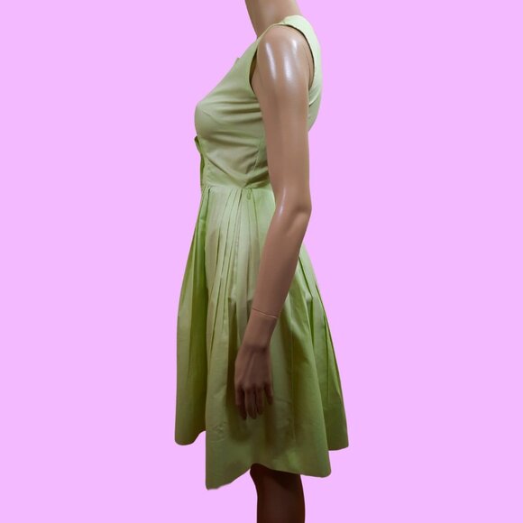 Vintage 50s 60s Day Dress Green Sleeveless Tea Dress Sundress Knee Length Sz XS - Picture 7 of 12